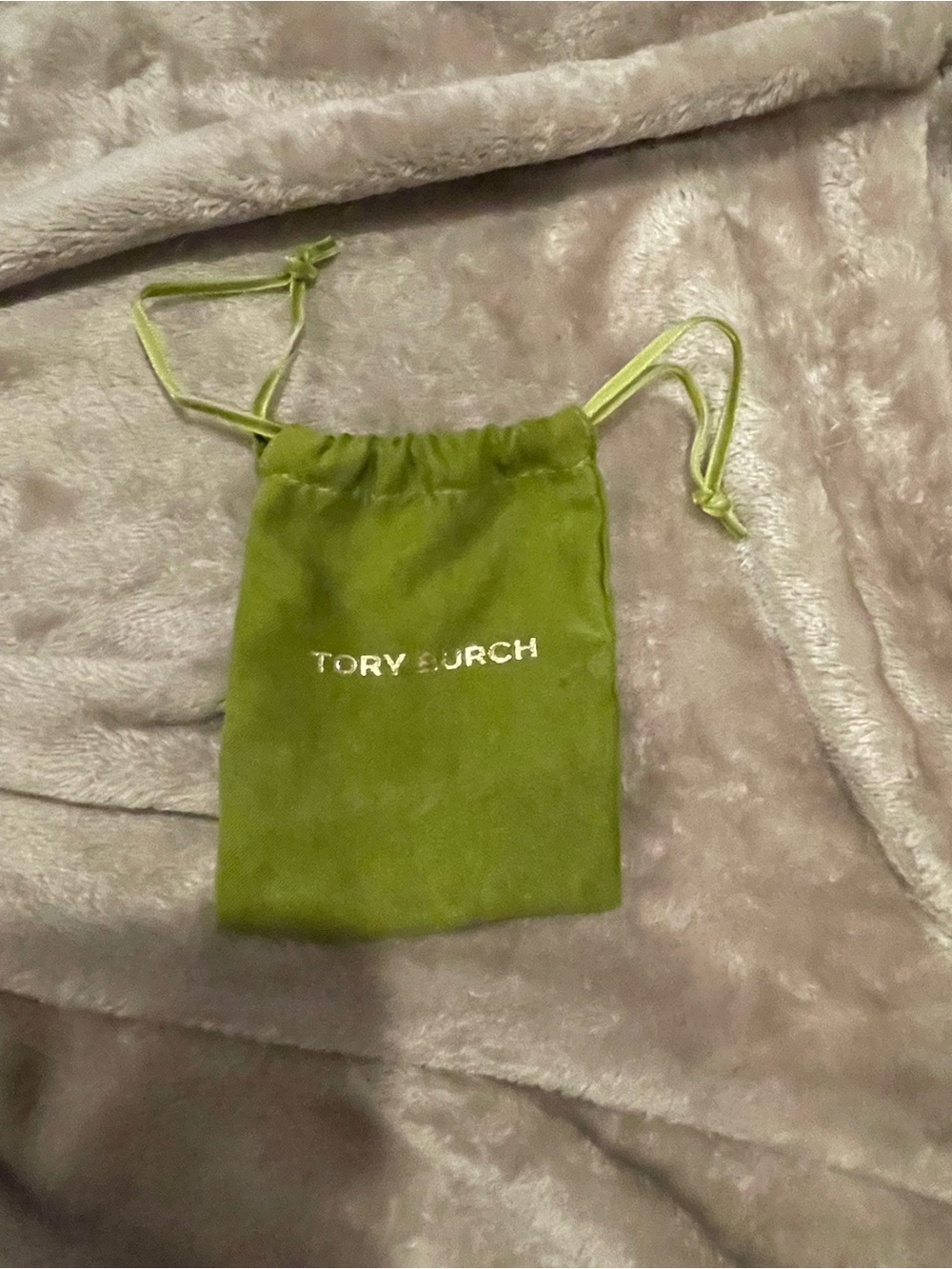 NWOT Tory Burch Green Velvet Drawstring Pouch